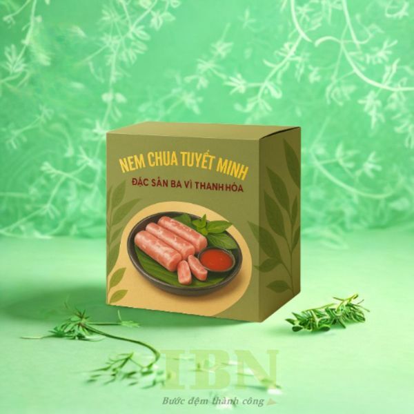 Mẫu hộp giấy đựng nem chua Tuyết Minh