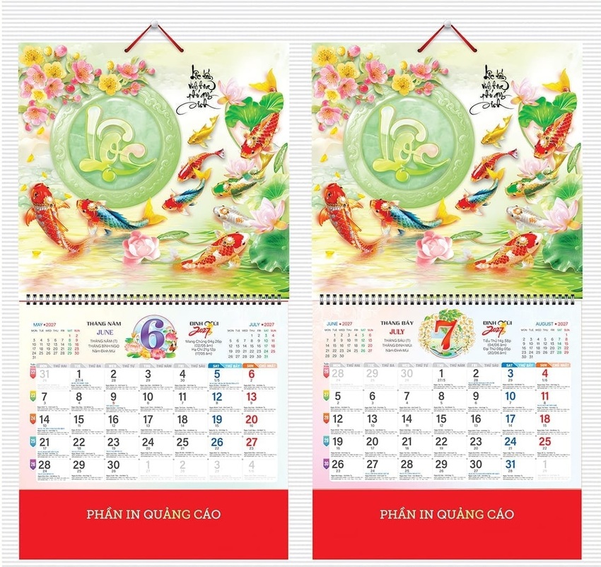 Mẫu lịch treo tường thiết kế tinh tế, thanh thoát