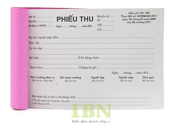 Mẫu phiếu thu đẹp, chất lượng