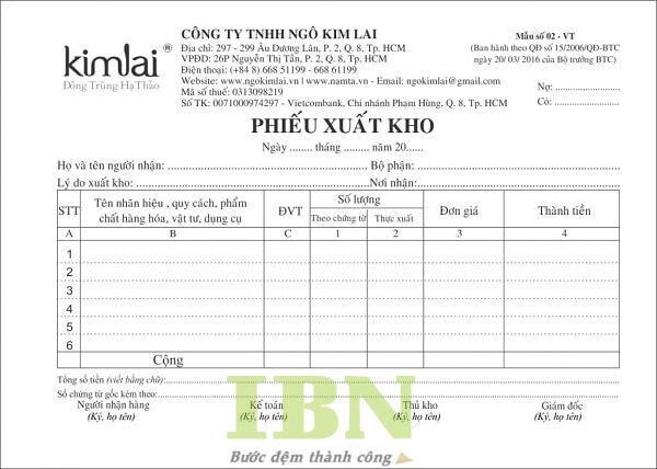 In Phiếu Xuất Kho 36 Quy cách in phiếu xuất kho tại xưởng In Bảo Ngọc