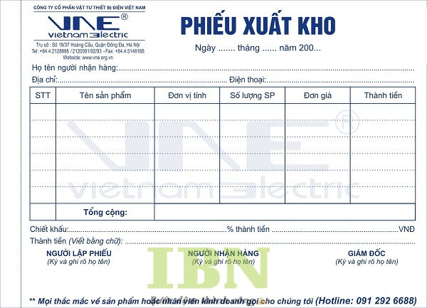 Mẫu phiếu xuất kho màu xanh dương