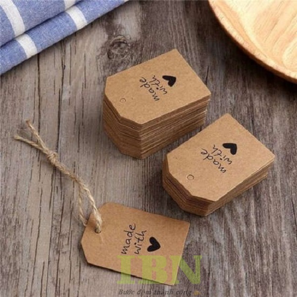Mẫu tag giấy hình chữ nhật vát hai đầu