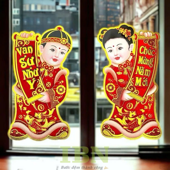 Mẫu sticker Tết trang trí cửa