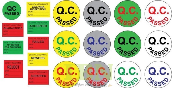 Tem QC Pass 24 Kích thước và hình dạng phổ biến của tem QC pass