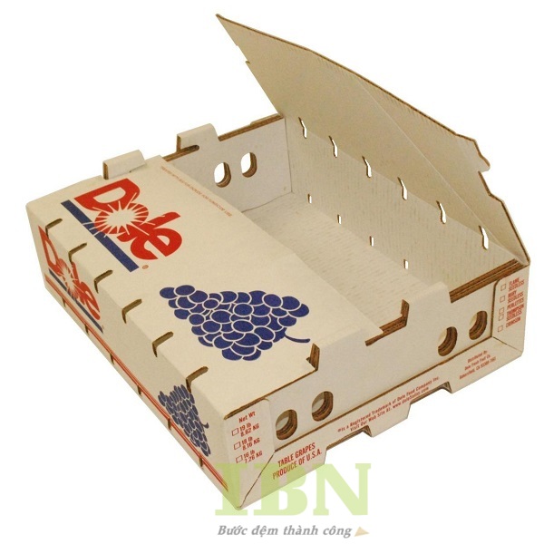 Mẫu thùng carton đựng nho có lỗ thông hơi