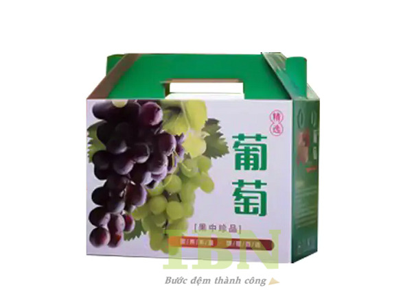 Mẫu thùng carton đựng nho có tay cầm tiện lợi