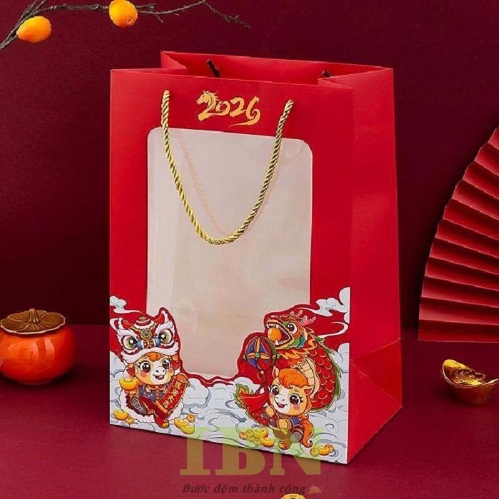 Mẫu túi giấy chúc mừng năm mới Bính Ngọ 2026