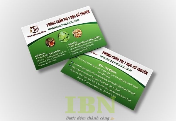 Mẫu card vist y học cổ truyền tông màu xanh lá