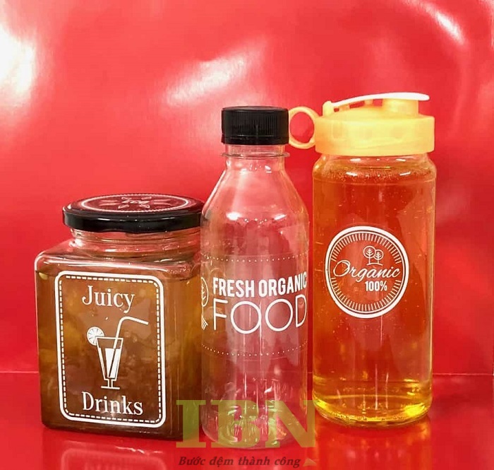 Mẫu tem nhãn dán chai, lọ thủy tinh bằng decal trong suốt