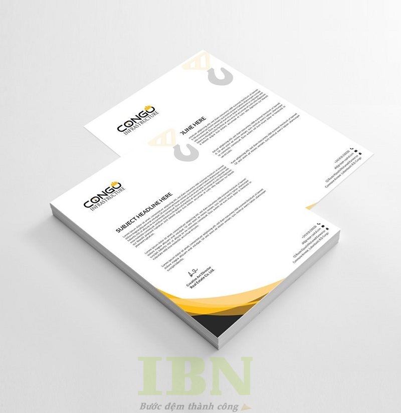 Mẫu letterhead, tiêu đề thư đẹp tông vàng đen chủ đạo