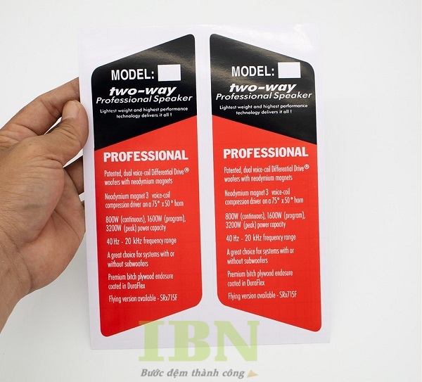 Mẫu tem dán thùng loa hình bình hành