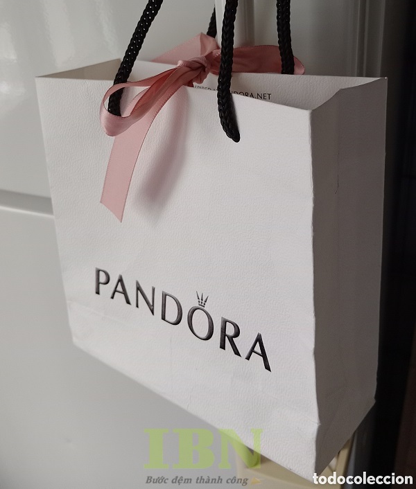 Mẫu túi giấy Pandora đựng trang sức có thắt nơ