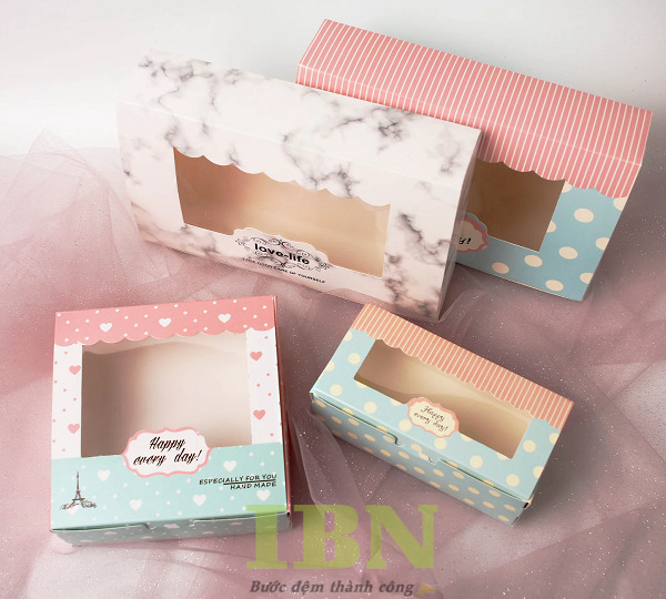Mẫu hộp giấy đựng bánh su kem thiết kế đẹp, ấn tượng