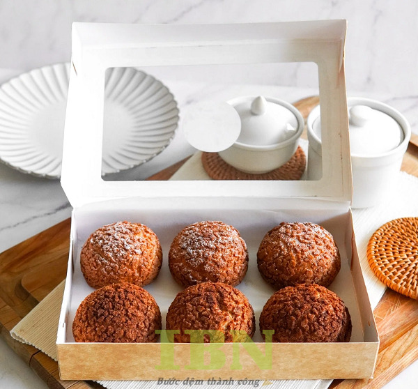 Mẫu bao bì hộp giấy đựng bánh su kem dáng nắp gập