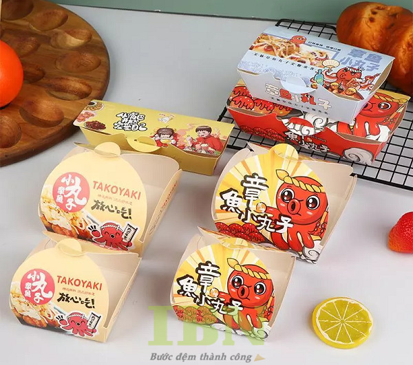 Mẫu hộp đựng bánh Takoyaki đẹp, thiết kế ấn tượng