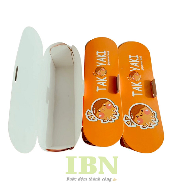 Mẫu hộp đựng bánh Takoyaki bằng giấy ivory