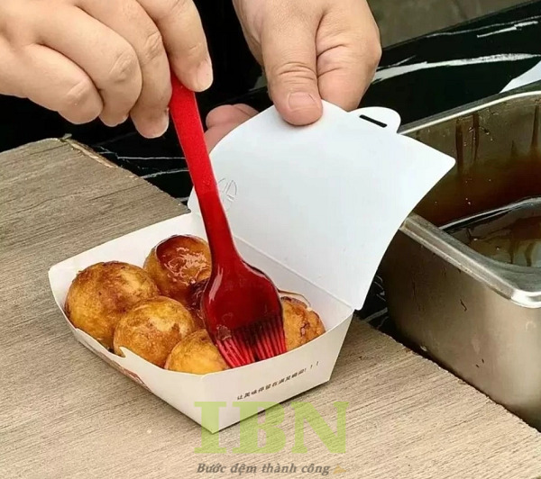 Mẫu hộp giấy đựng bánh Takoyaki có nắp đậy