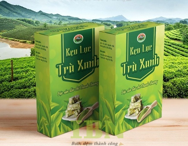 Mẫu hộp đựng kẹo lạc trà xanh