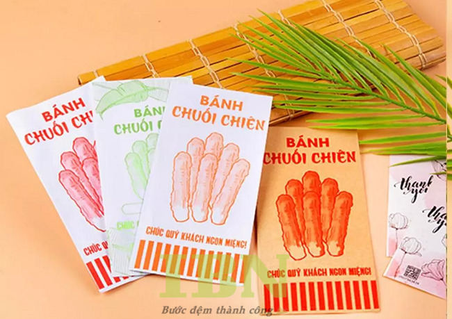 Mẫu túi giấy đựng chuối chiên màu sắc đa dạng