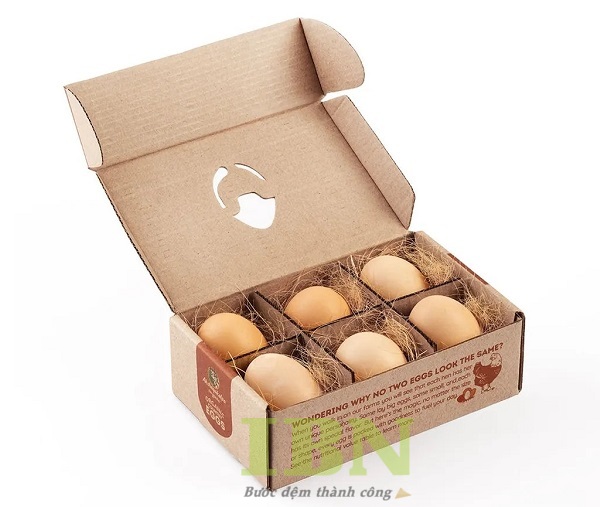 Mẫu hộp giấy carton đựng 6 quả trứng thiết kế dáng nắp gài