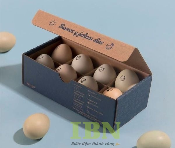 Mẫu hộp giấy carton đựng 8 quả trứng, thiết kế bắt mắt
