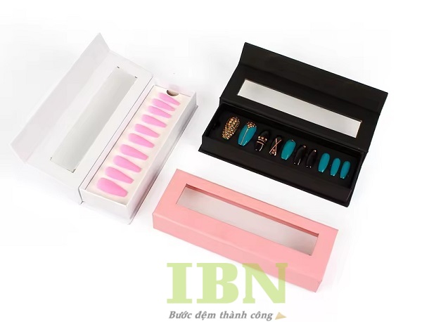 Mẫu hộp đựng bộ nail box đẹp, nắp gập sang trọng