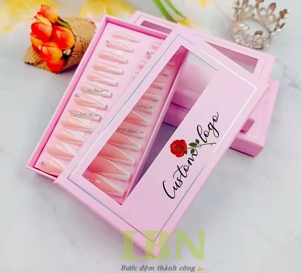 Mẫu hộp đựng bộ nail box màu hồng tinh tế