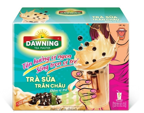 Mẫu hộp giấy đựng trà sữa trân châu thiết kế nắp gài đơn giản