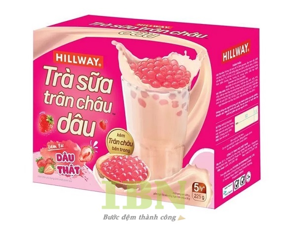 Mẫu hộp giấy đựng trà sữa hạt trân châu vị dâu