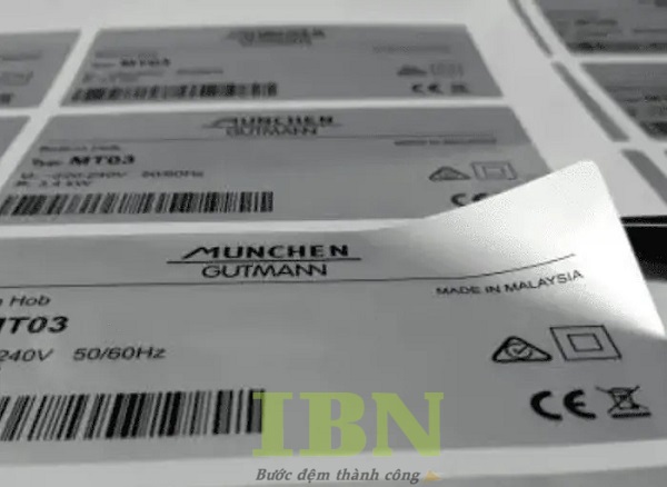 Mẫu tem bạc in thông tin và mã vạch sản phẩm