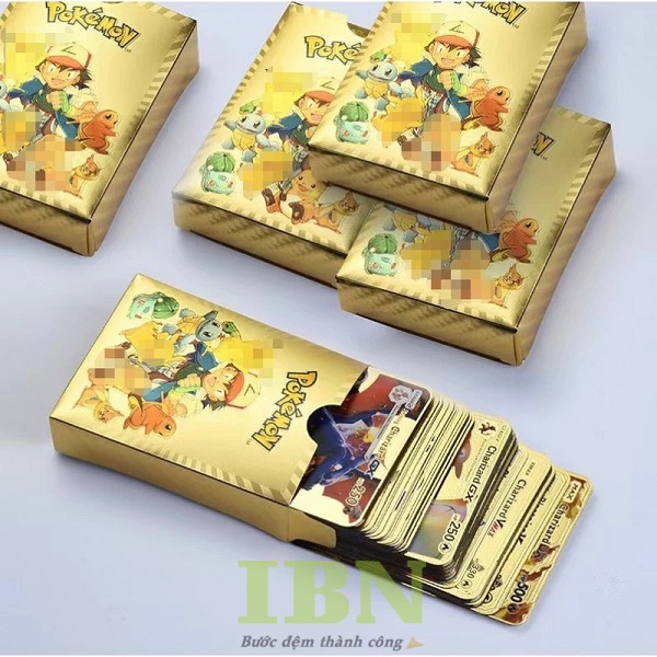 Mẫu thẻ bài trò chơi Pokemon màu vàng sang trọng