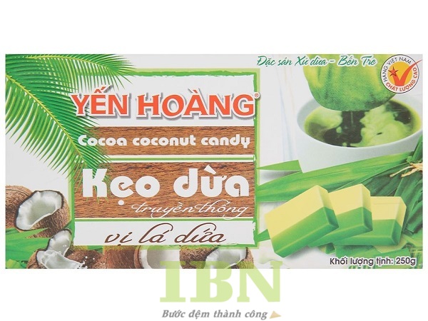 Mẫu hộp giấy đựng kẹo dừa vị lá dứa