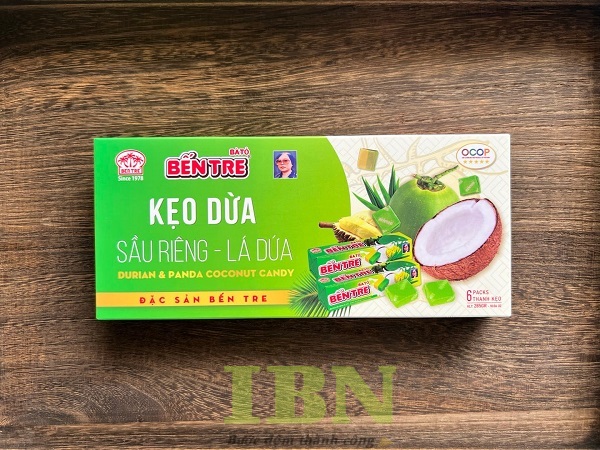 Mẫu hộp đựng kẹo dừa vị sầu riêng lá dứa