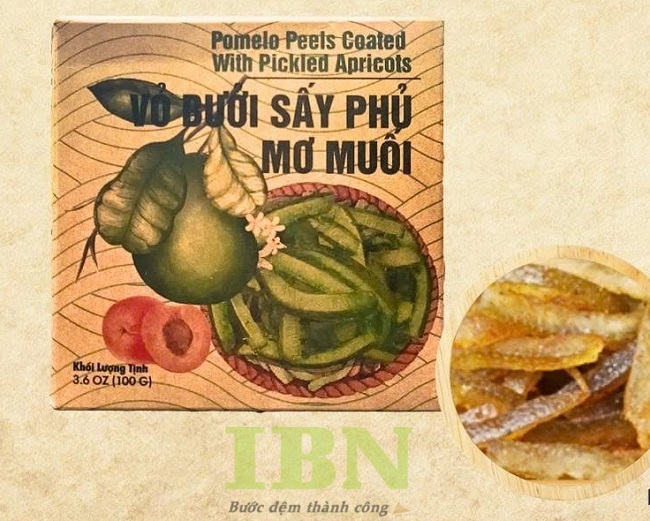 Mẫu hộp giấy kraft đựng vỏ bưởi sấy