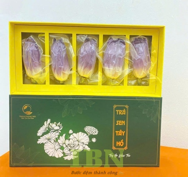 Mẫu hộp giấy đựng trà sen có ngăn phân cách