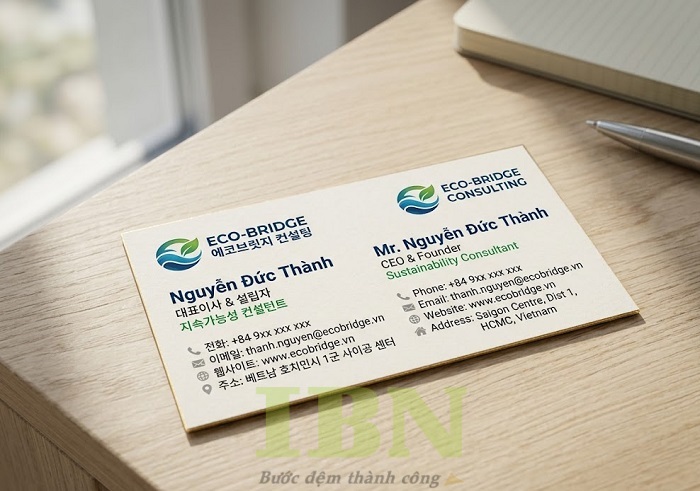 Mẫu card visit song ngữ tông trắng tinh tế
