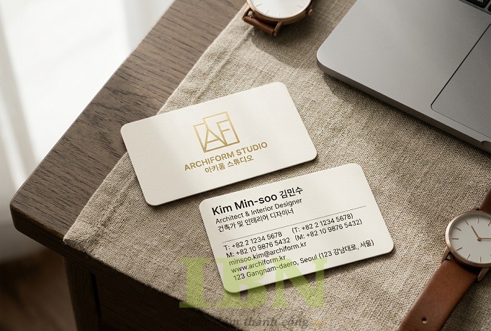 Mẫu name card song ngữ bo góc mềm mại