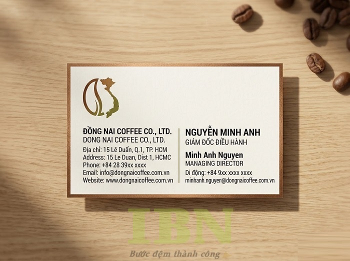 Mẫu danh thiếp song ngữ kẻ viền