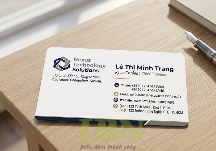 Mẫu card visit song ngữ phong cách tối giản