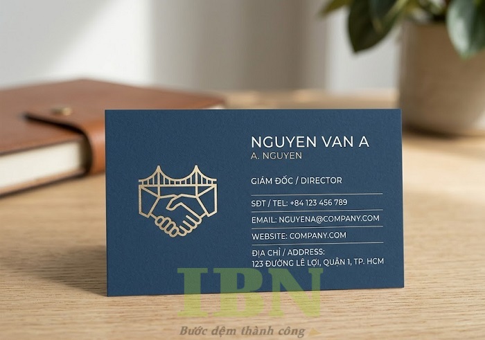 Mẫu card visit song ngữ logo ép kim vàng đẳng cấp