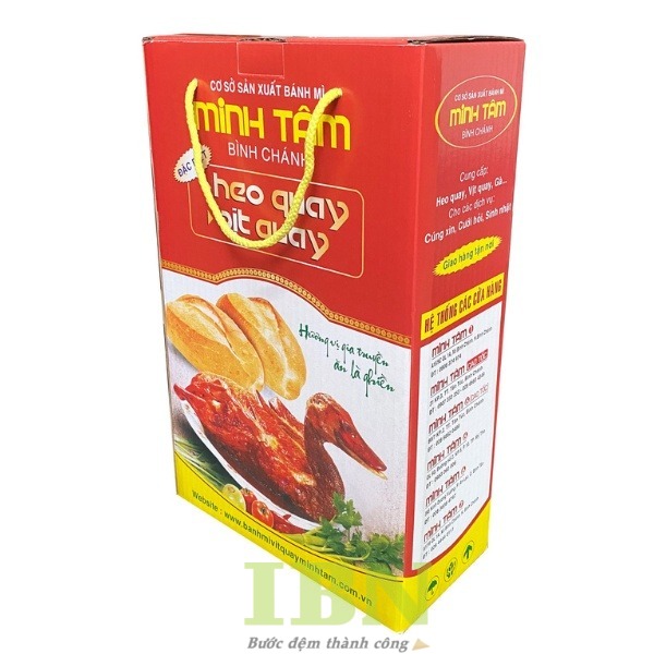 Mẫu hộp giấy đựng heo có quai xách hai bên, kiểu nắp gài
