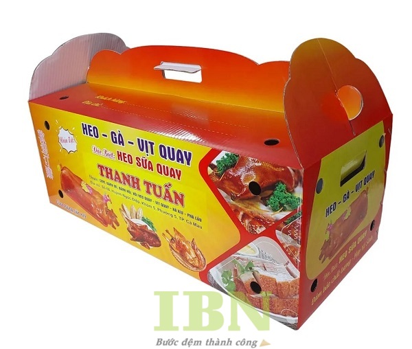 Mẫu hộp giấy carton đựng heo quay cứng cáp, chắc chắn