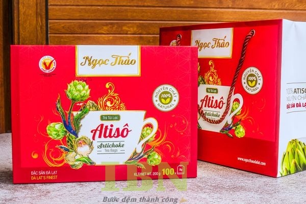 Mẫu hộp đựng trà atiso cao cấp kèm túi xách