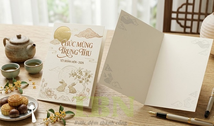 Mẫu thiệp trung thu phong cách đơn giản, tinh tế