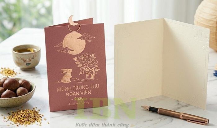 Mẫu thiệp chúc mừng trung thu màu đỏ sậm nổi bật