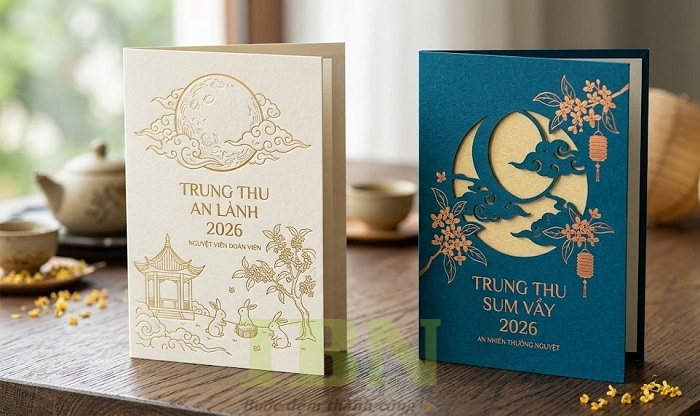 Mẫu thiệp chúc mừng trung thu thiết kế sang trọng, nổi bật