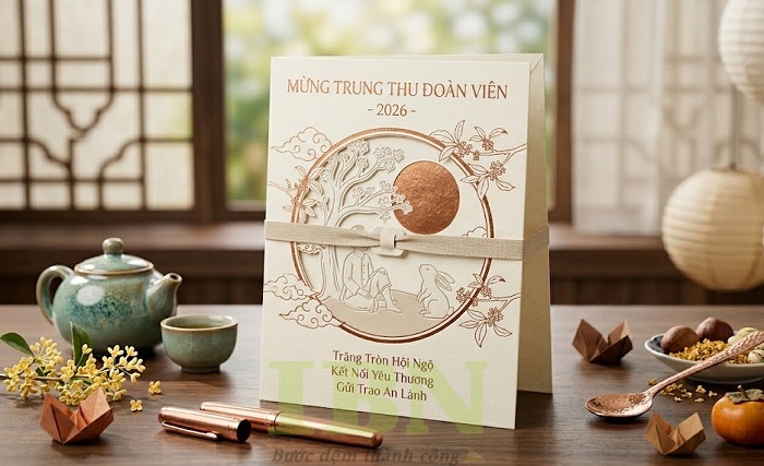 Mẫu thiệp chúc mừng trung thu cắt 3D độc đáo