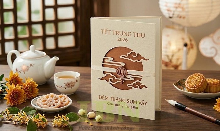 Mẫu thiệp trung thu in 3D độc đáo