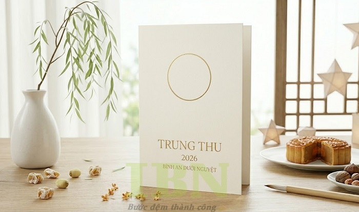 Mẫu thiệp trung thu phong cách tối giản