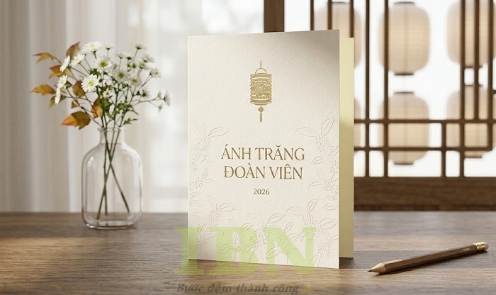 Mẫu thiệp trung thu in hình lồng đèn, thiết kế tối giản